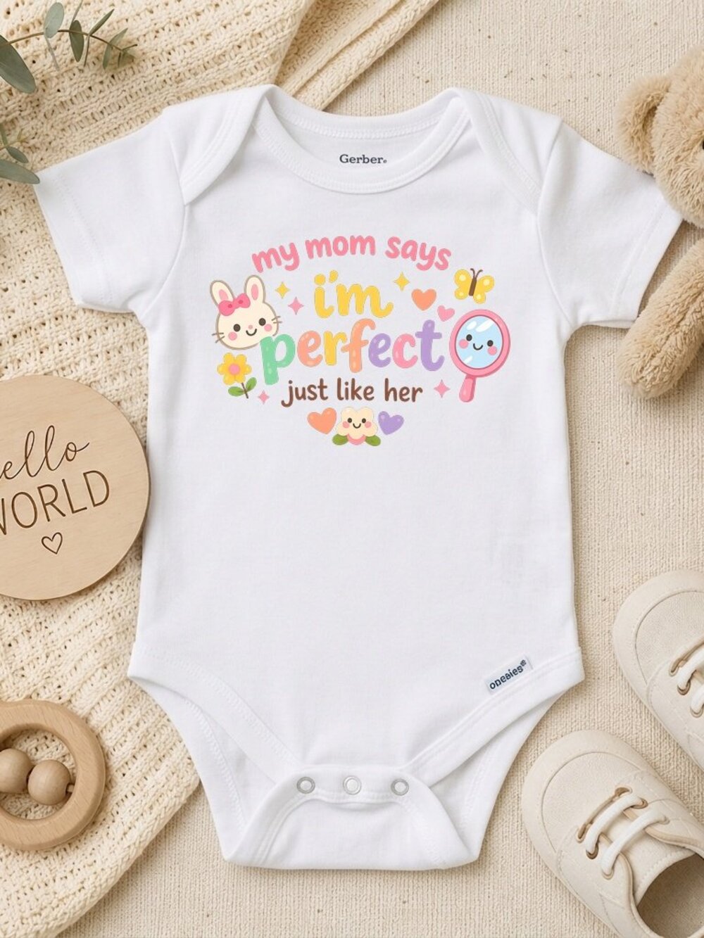 Mom's Bestie Boho Baby Gift I Love My Mommy ONESIE®